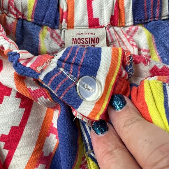 Mossimo Bright Orange Blue Tribal Aztec Shorts Size 7 Boho Western Southwestern - Picture 5 of 8